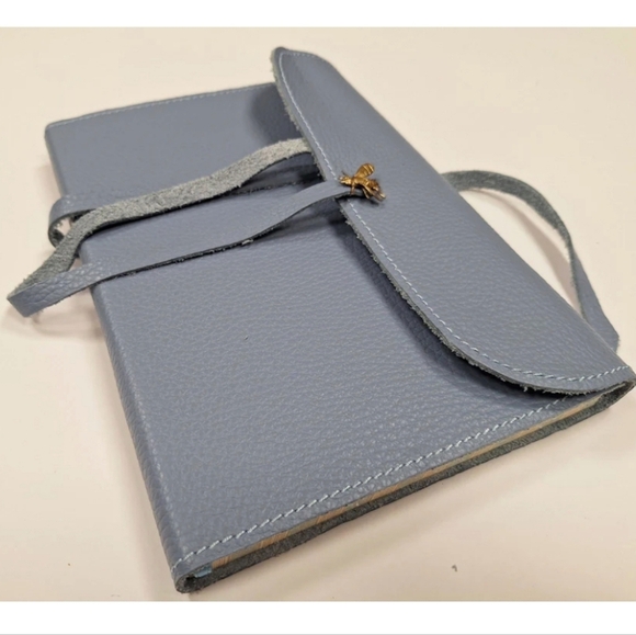 ❤️BUY 2 GET 1 FREE Avio Leather Journal with lace,Brass Bee ornament,IVORY edges - Picture 6 of 9